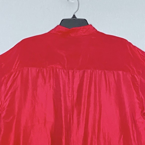 Anne Pinkerton Womens Shirt Large Red Silk Short Sleeves Breast Pocket - Picture 5 of 8
